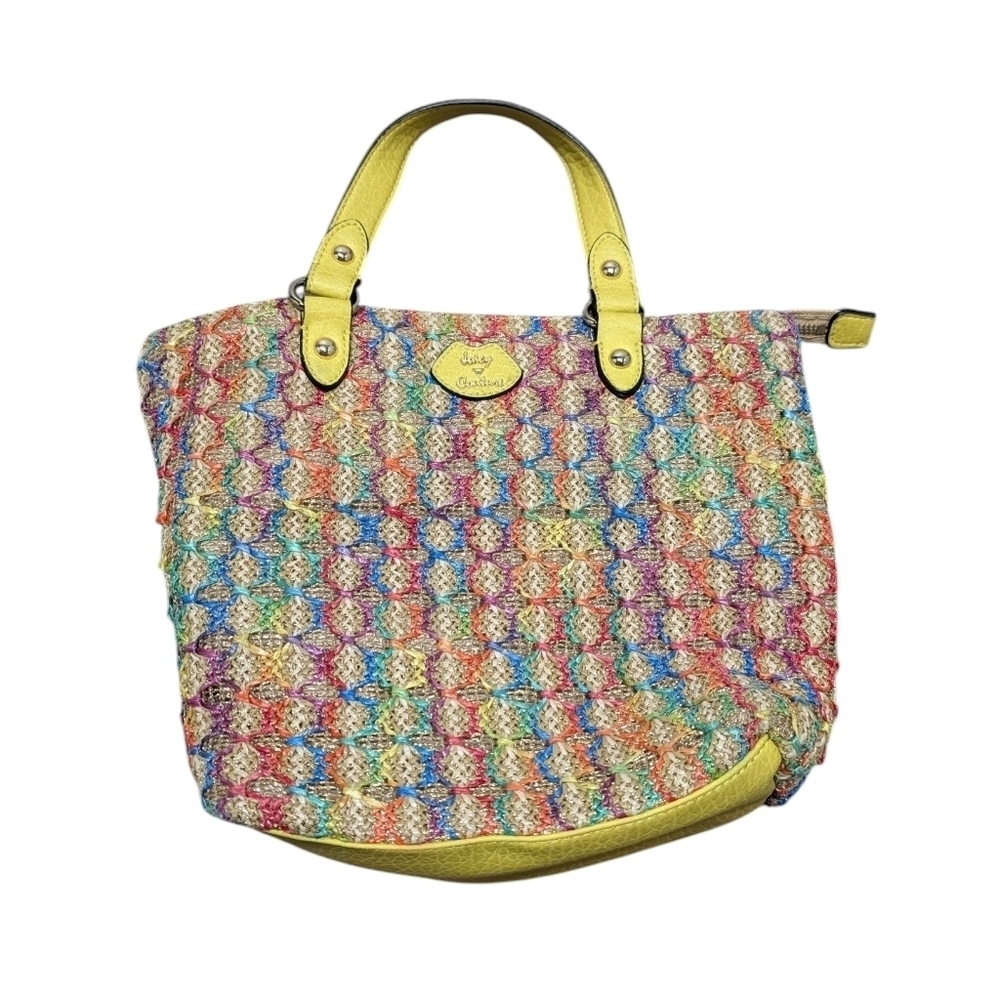 Vintage Y2K Juicy Couture Purse Shoulder Bag Woven Straw Colorful